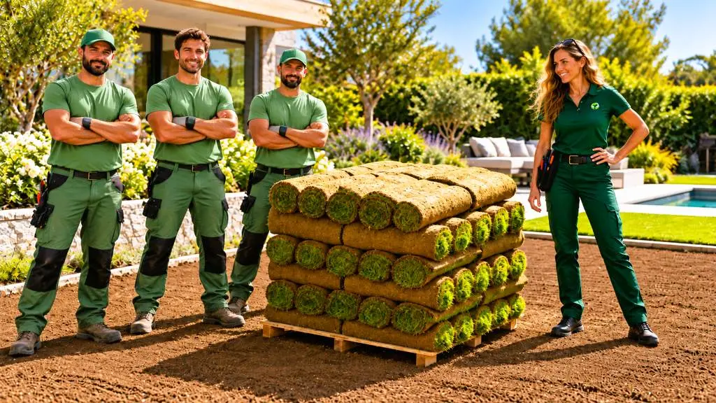 11 equipo jardinería junto palet tepes preparados instalacion 11 equipo jardinería junto palet tepes preparados instalacion